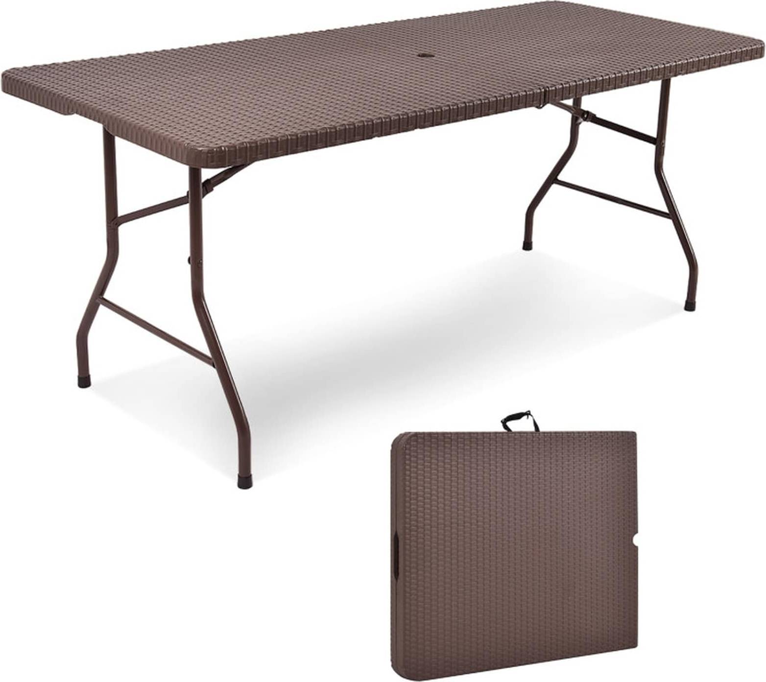 6ft folding table Sugift 6-ft Folding Portable Rattan Table