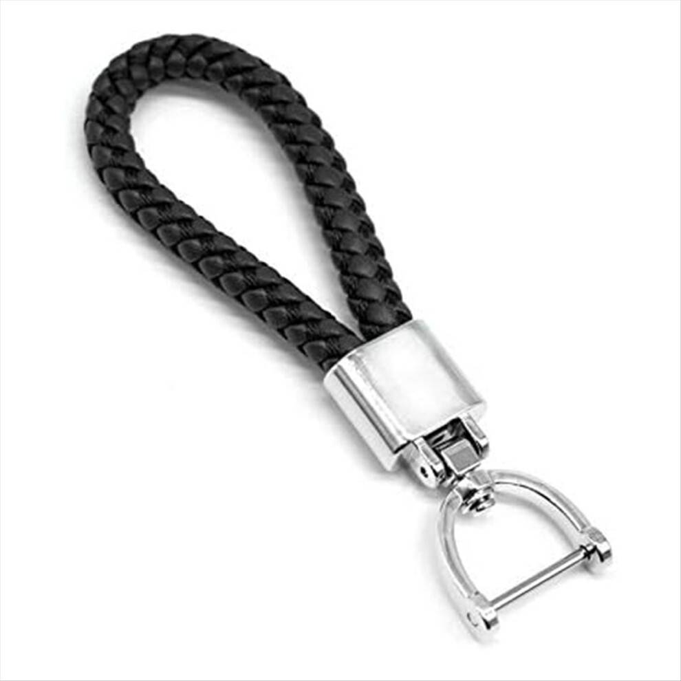 Typecat Hand-Woven Leather Rope Pendant Keychain - Bla