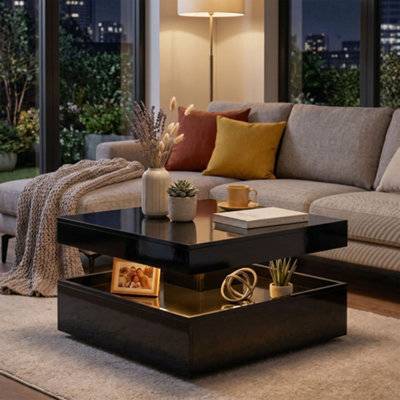 Homcom LED with Storage Coffee Table
