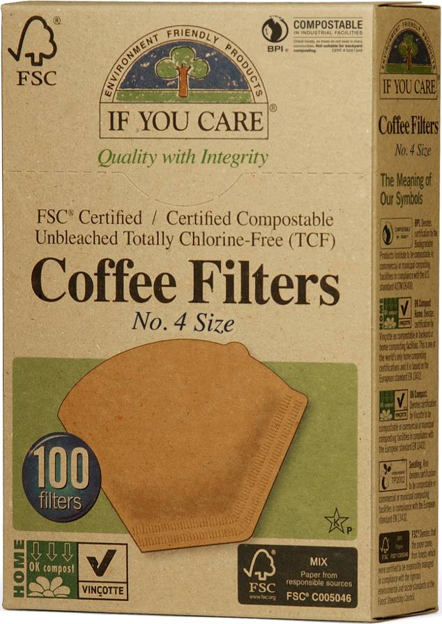 Compostable Unbleached Coffee Filters No.4 100