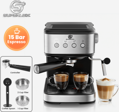 Superlex 15Bar Espresso Machine With Milk Frothing System