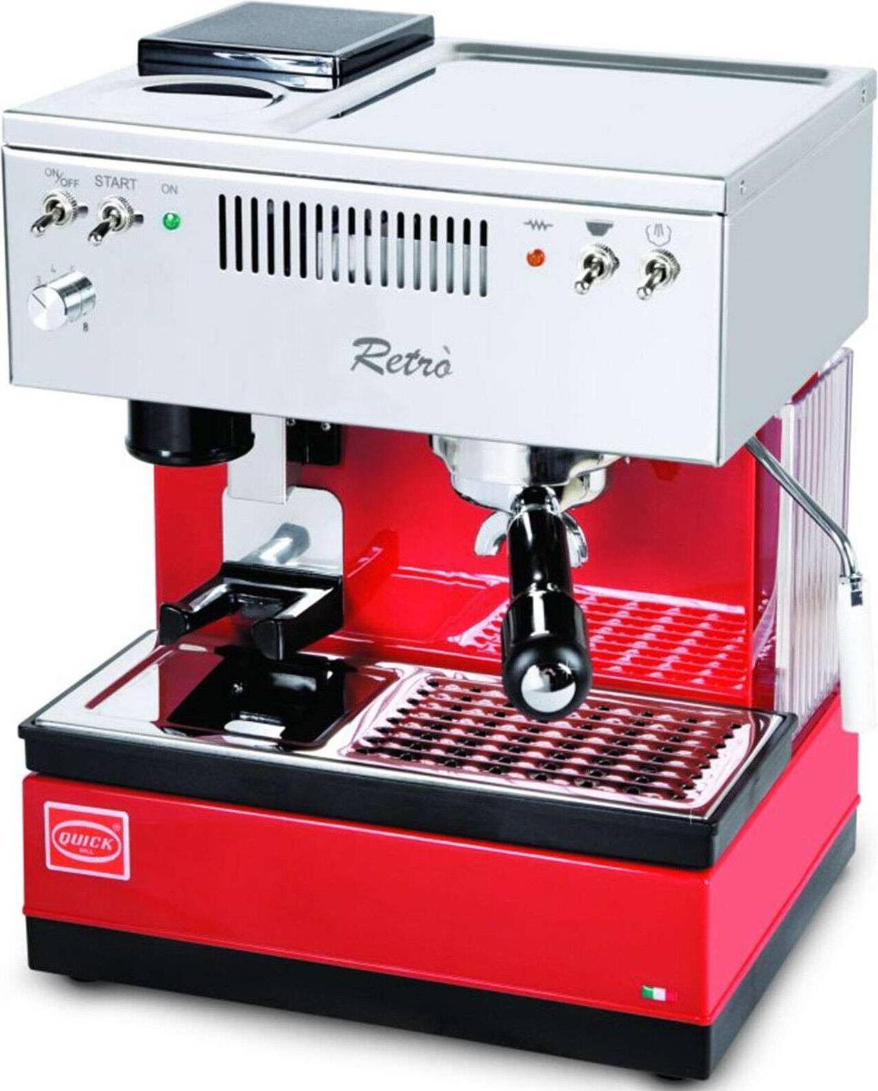 Rétro 0835 Machine À Expresso Rouge Argent