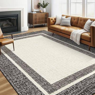 Garvee Washable Modern Border Low Pile Area Rug