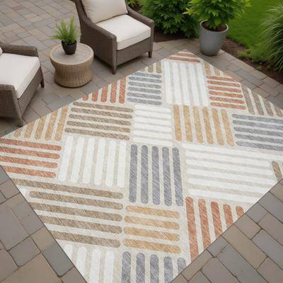 Addison Rugs Washable Indoor Outdoor Modern Weave Chantille Rug Orange