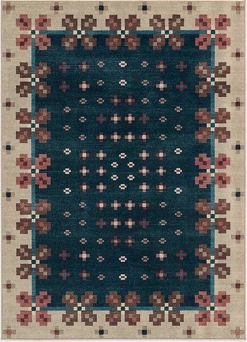 Ruggable Washable Scandi Floral Clove Rug Blue