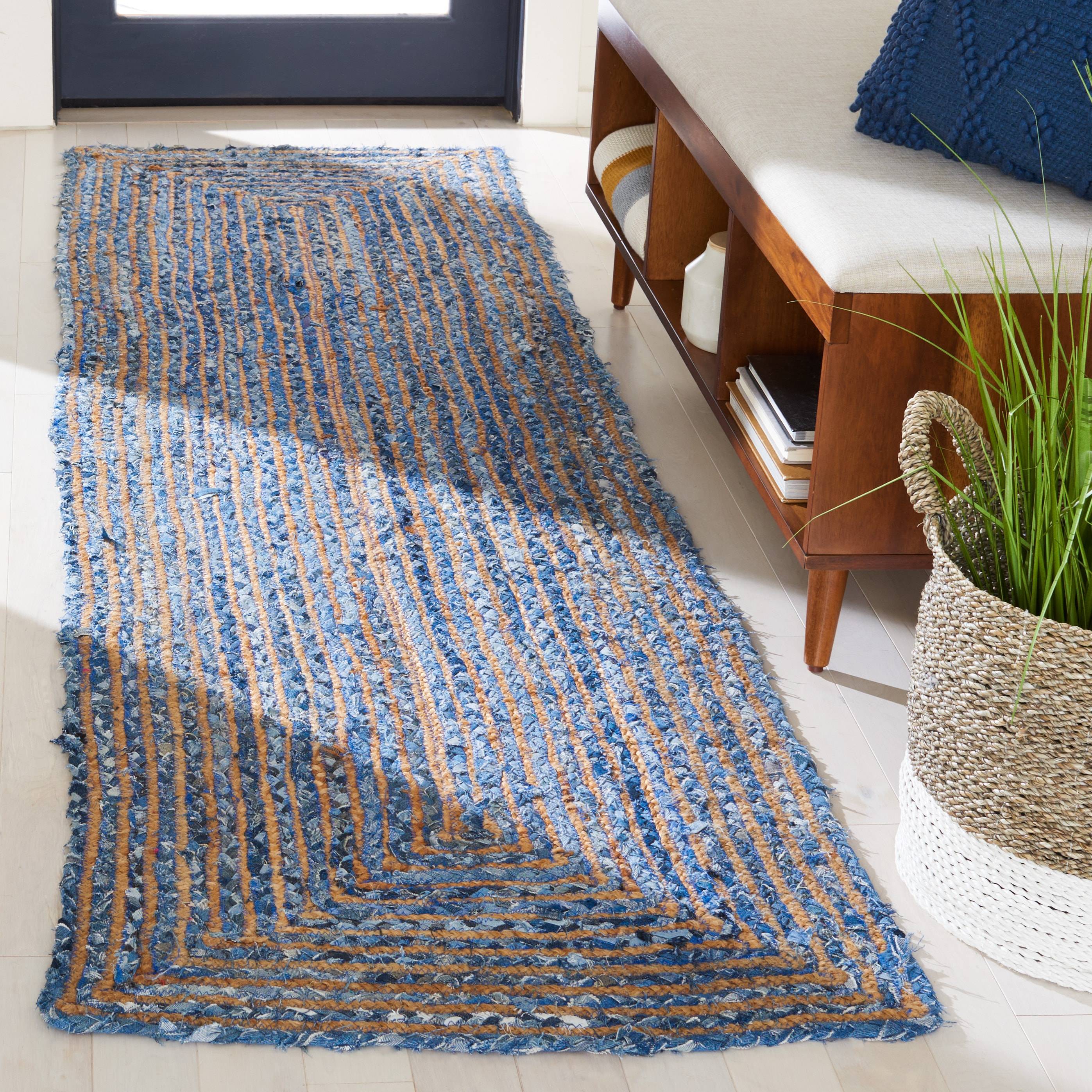 Safavieh Cape Cod 202M 2 x 7 Rectangular Runner Rug Natural, Blue