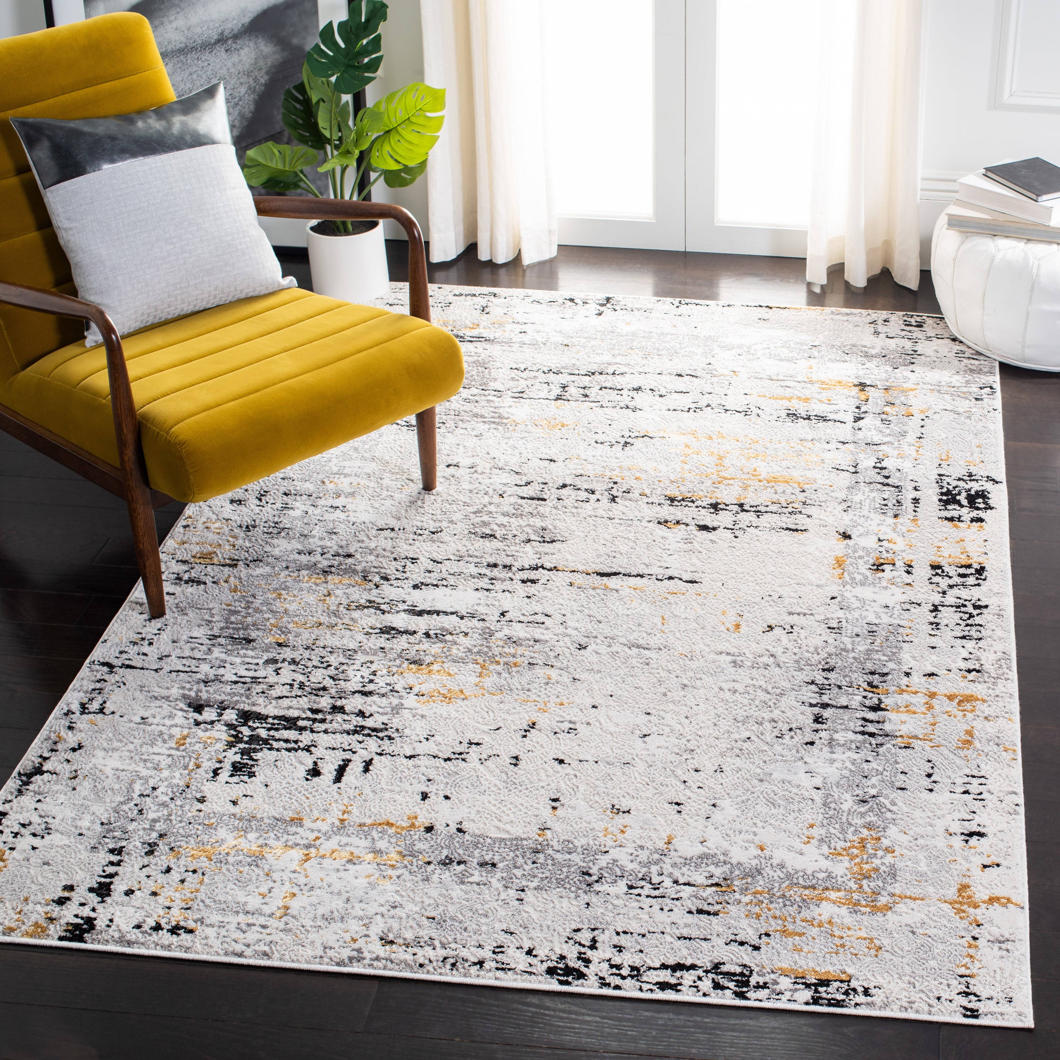 Safavieh Amelia Machine Made Area Rug Gold Transitional Style Gray