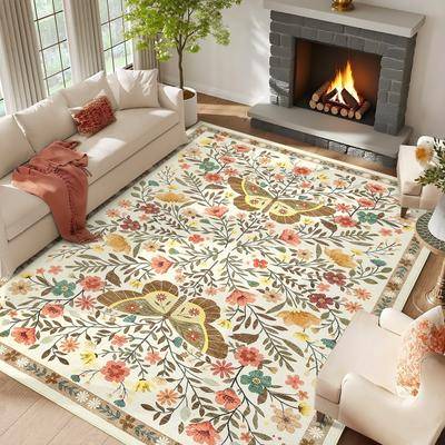 Garvee Butterfly Garden Floral Area Rug Multicolor