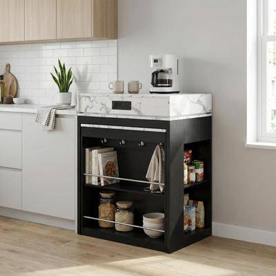 Kitchen island table with storage Homyl Extendable Kitchen Island Table with Storage and Power