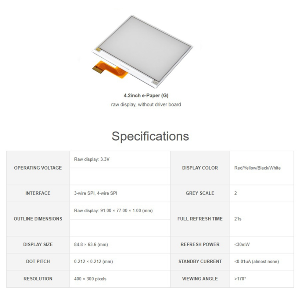 Melitt 4.2 Inch E-Paper E-Ink Display Module