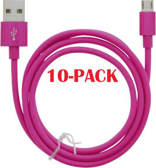 10-Pack Kabel USB-A MicroUSB 2.4A 1m Rosa