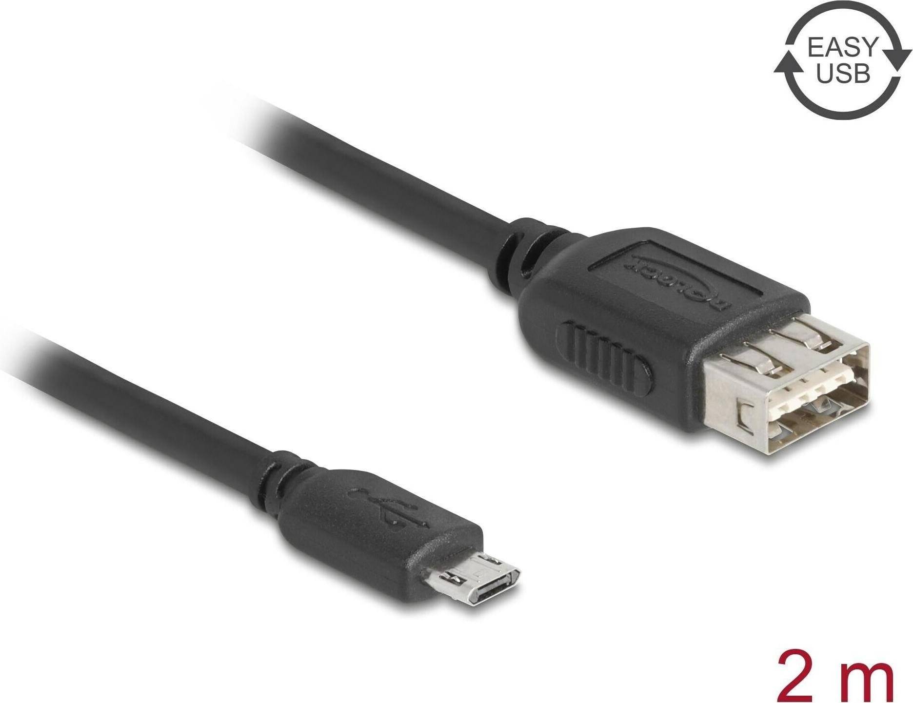 DeLock USB Kabel 2m Sort