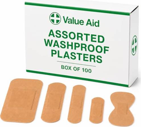 Hypoallergenic plasters Value Aid Assorted Washproof Plasters Pack 100