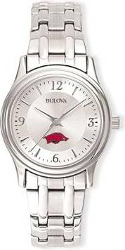 Bulova Silver Arkansas Razorbacks Stainless Steel Quartz Watch