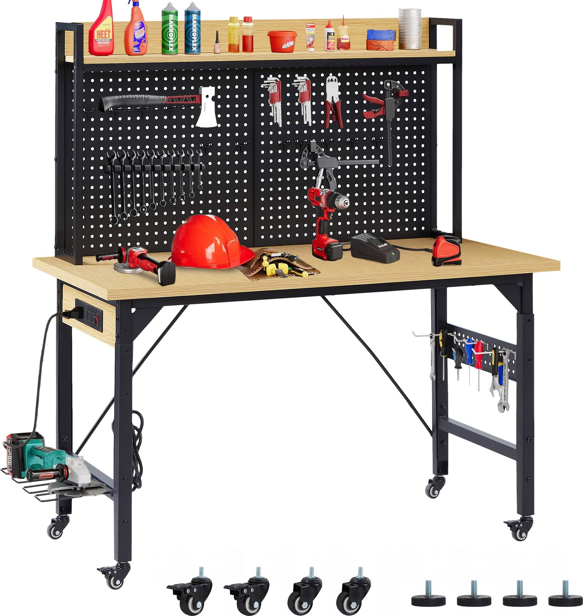 Adjustable workbench anysun 48 Inch Adjustable Workbench with Power Outlets