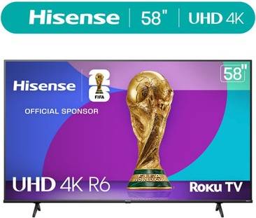 4k roku tv Hisense 58 Class 4K UHD LED LCD Roku Smart TV R6 Series