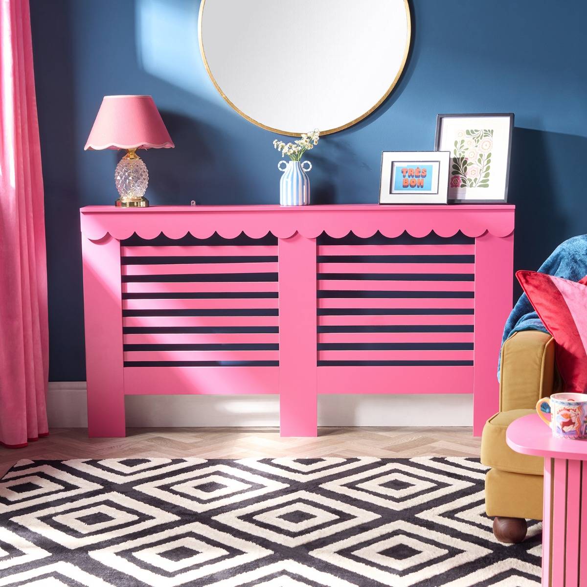 Scallop Radiator Cover Engineered Wood Sideboard Shelf Small