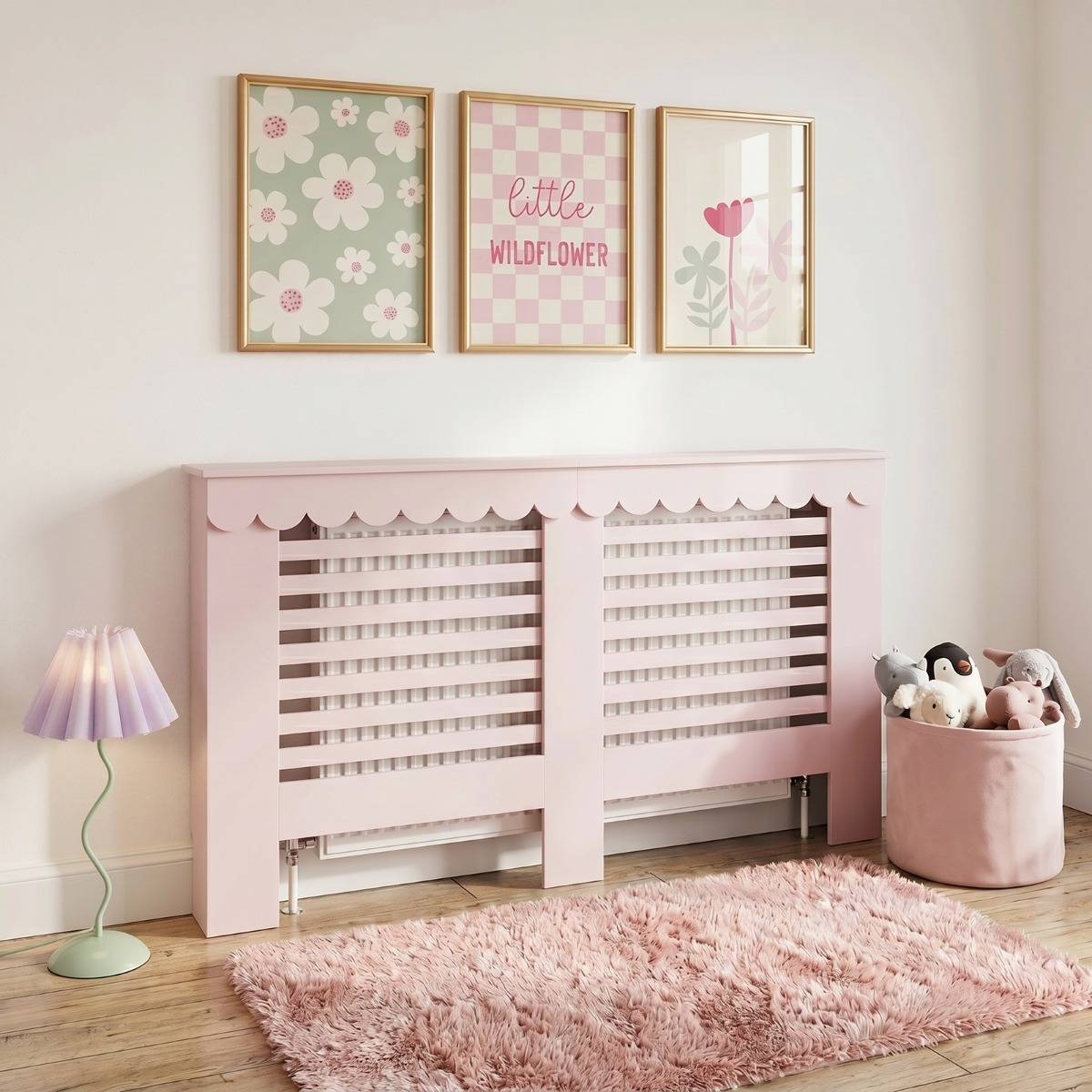 Small Scallop Radiator Cover Light Pink