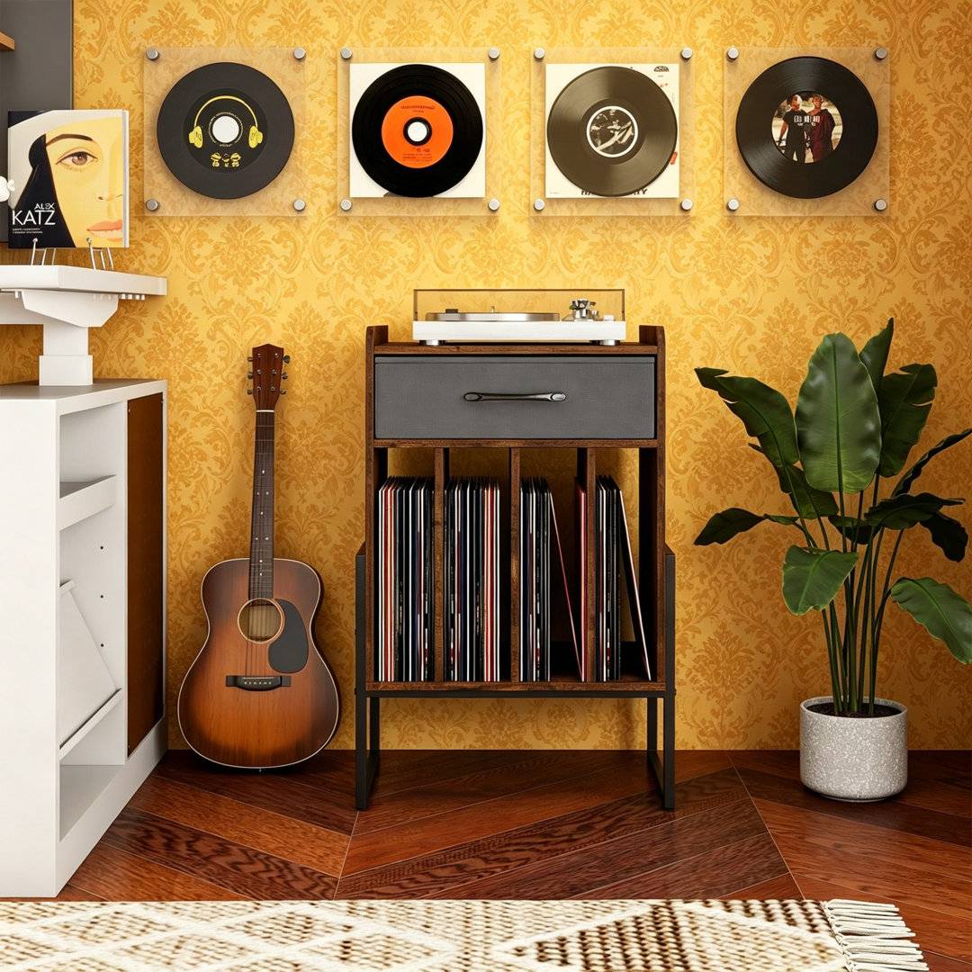 Williston Forge Rustic Brown Record Player Stand