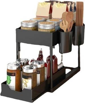 Sodial Multifunctional Kitchen Rack Pull-out Spice Layer Cabinet