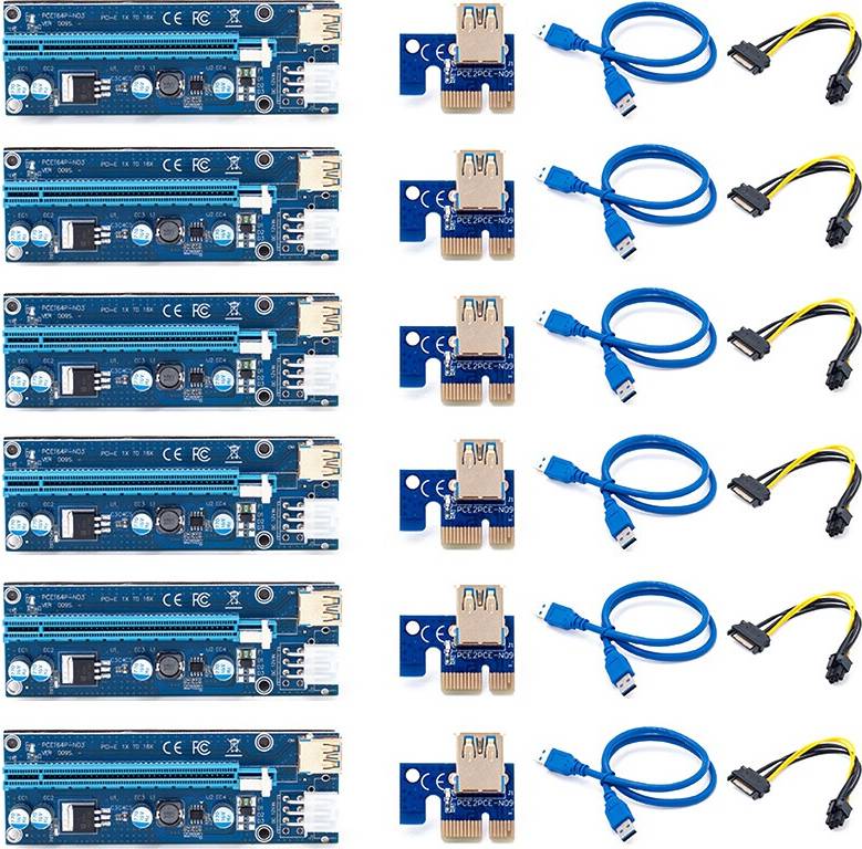 Tlily 6Pcs VER009S USB 3.0 PCI-E Riser Extender Card