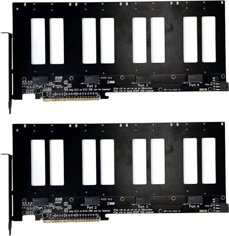 Typecat R37D PCIe 5.0 X16 to 4-Port Hard Disk Split Adapter