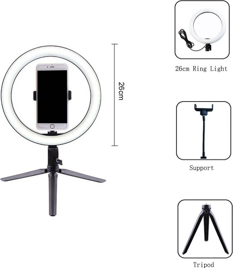 Ring light stativ 10 Inch LED Ring Light Med Stativ