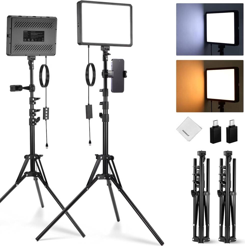 Neewer 2 Pack LED Video Panel Lighting Kit