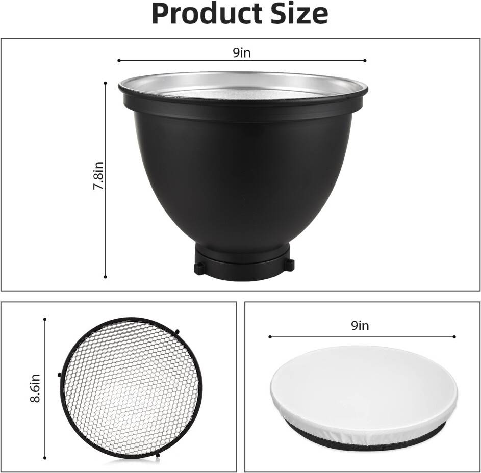 9 Inch Reflector Diffuser Bowens Mount
