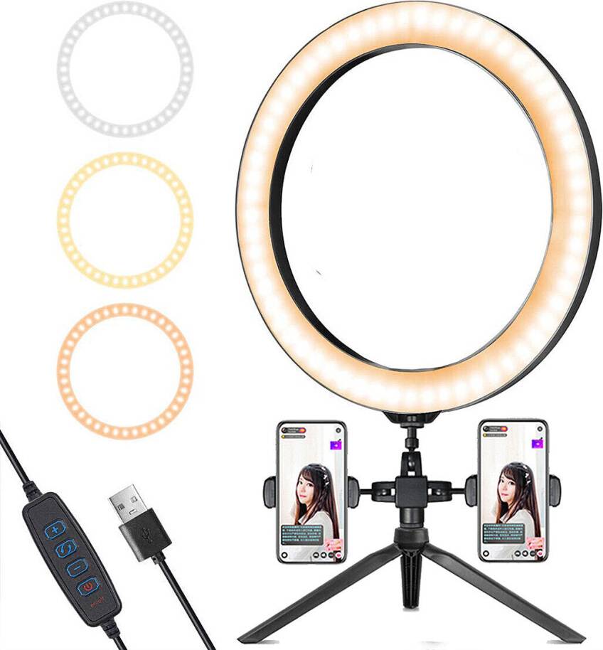 LED Ring Light Stand 16cm With 2 Phone Clips