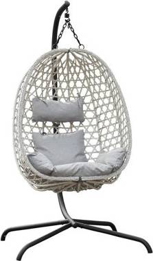 Hanging egg chair Tulum Rattan Hanging Egg Chair Swing Light Grey