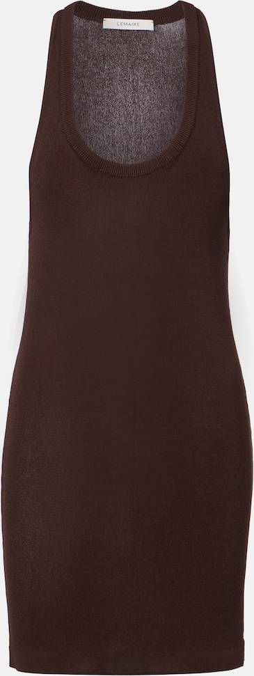 LEMAIRE Ribbed Crêpe Minidress - Brown
