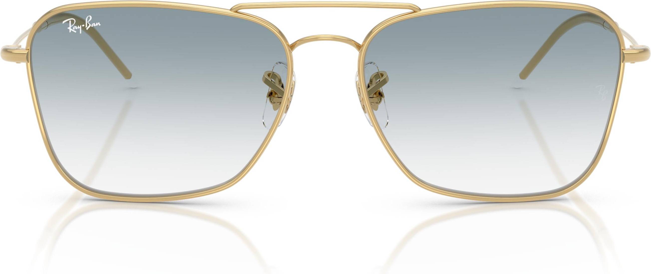Ray-Ban RBR0102S Caravan Reverse Sunglasses Metal Gold Blue