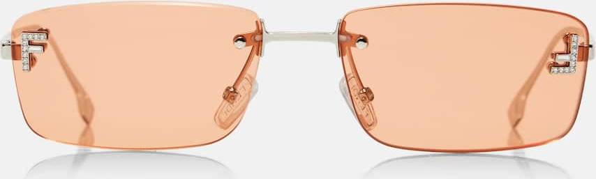 Fendi First Crystal Rectangular Sunglasses