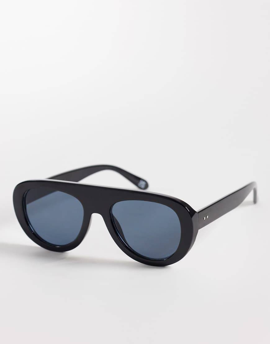 ASOS DESIGN Sorte Runde Aviator Solbriller