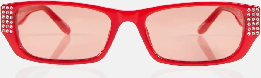 Magda Butrym Farrow Embellished Rectangular Sunglasses - Red