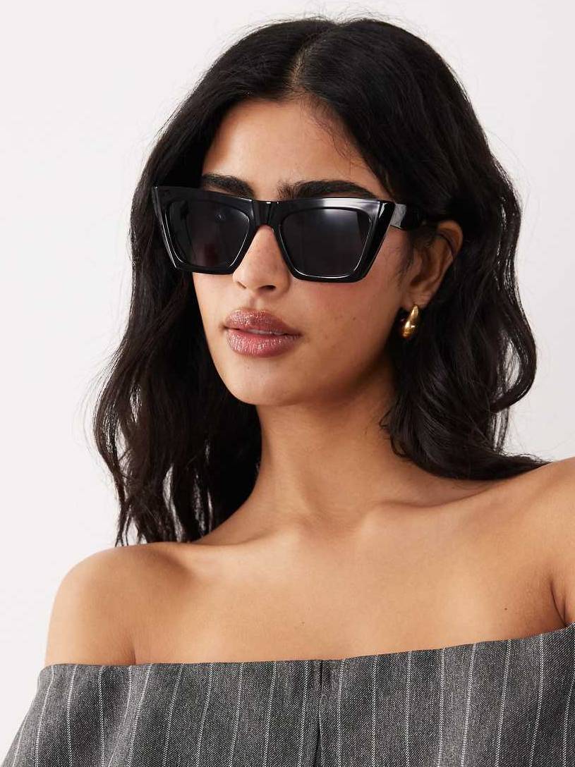 ASOS DESIGN Cat Eye Solbriller - Sorte