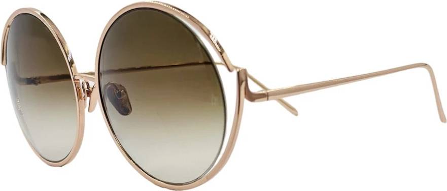 Linda Farrow Rosa Guld Runde Solbriller - Gul