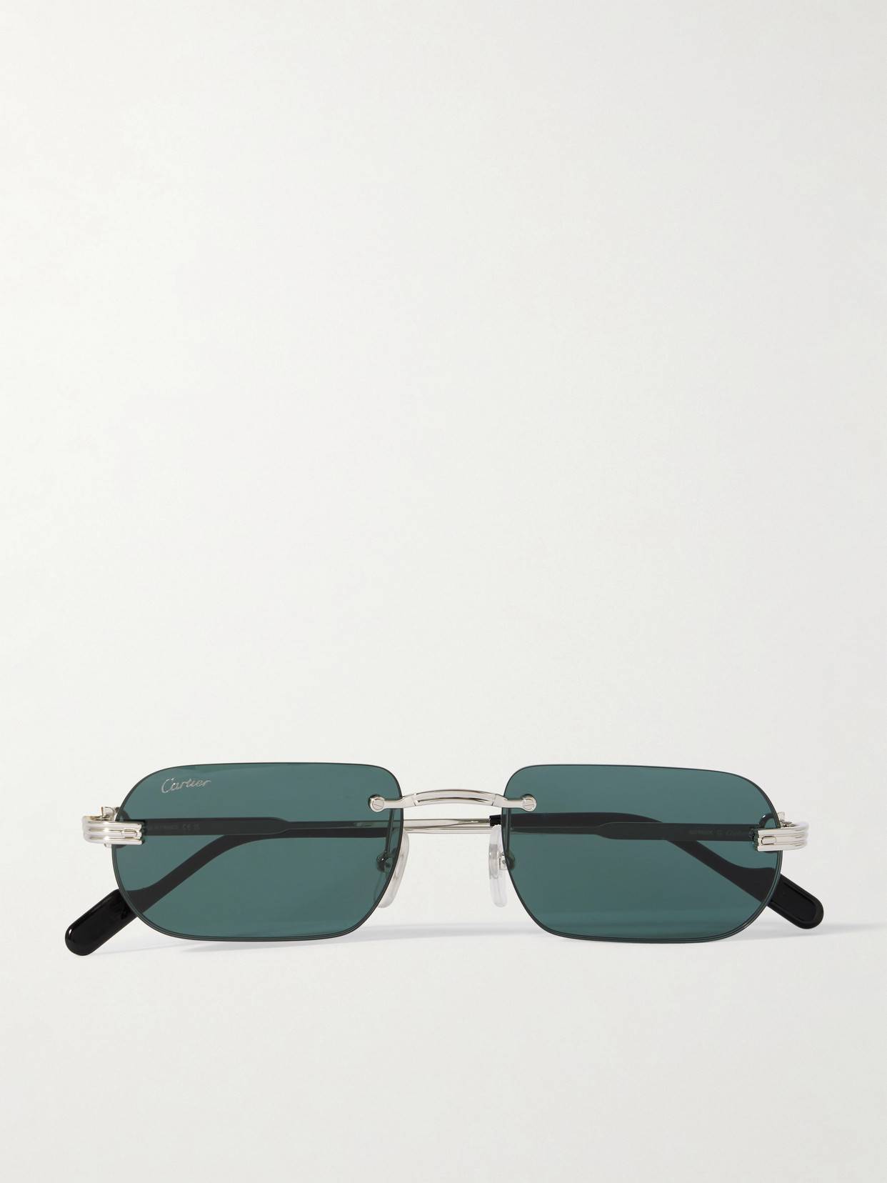 Cartier Première De Rimless Rectangular Frame Silver Tone Sunglasses