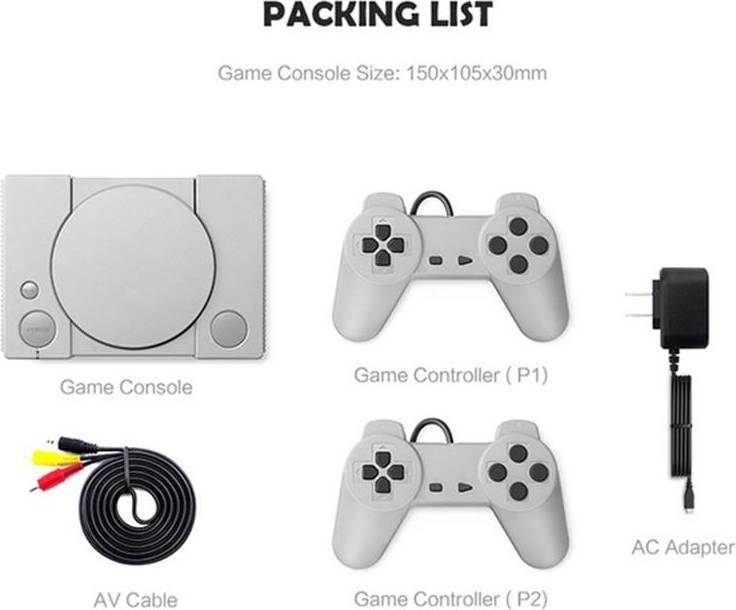 PS1 Mini Game Console with Preloaded Games - Grey