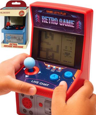 B&Q Mini Retro Arcade Game Tabletop Console Red Blue