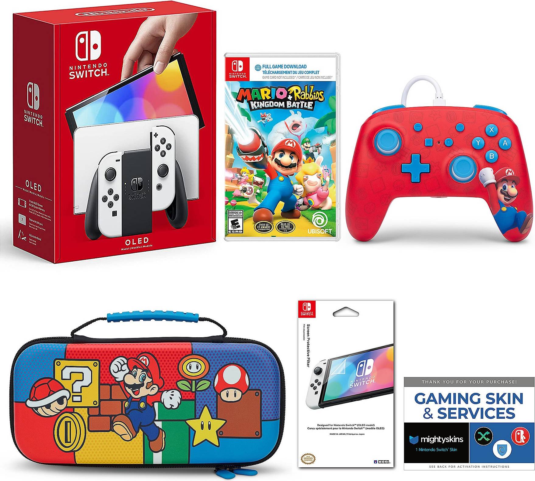 Nintendo Switch OLED 65GB Console with Mario + Rabbids Bundle
