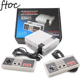 Mini TV Video Game Console with 2-Button Controllers - Grey