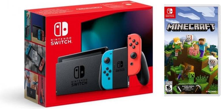 Minecraft nintendo switch Nintendo Pack Switch Bleu Néon Rouge Minecraft