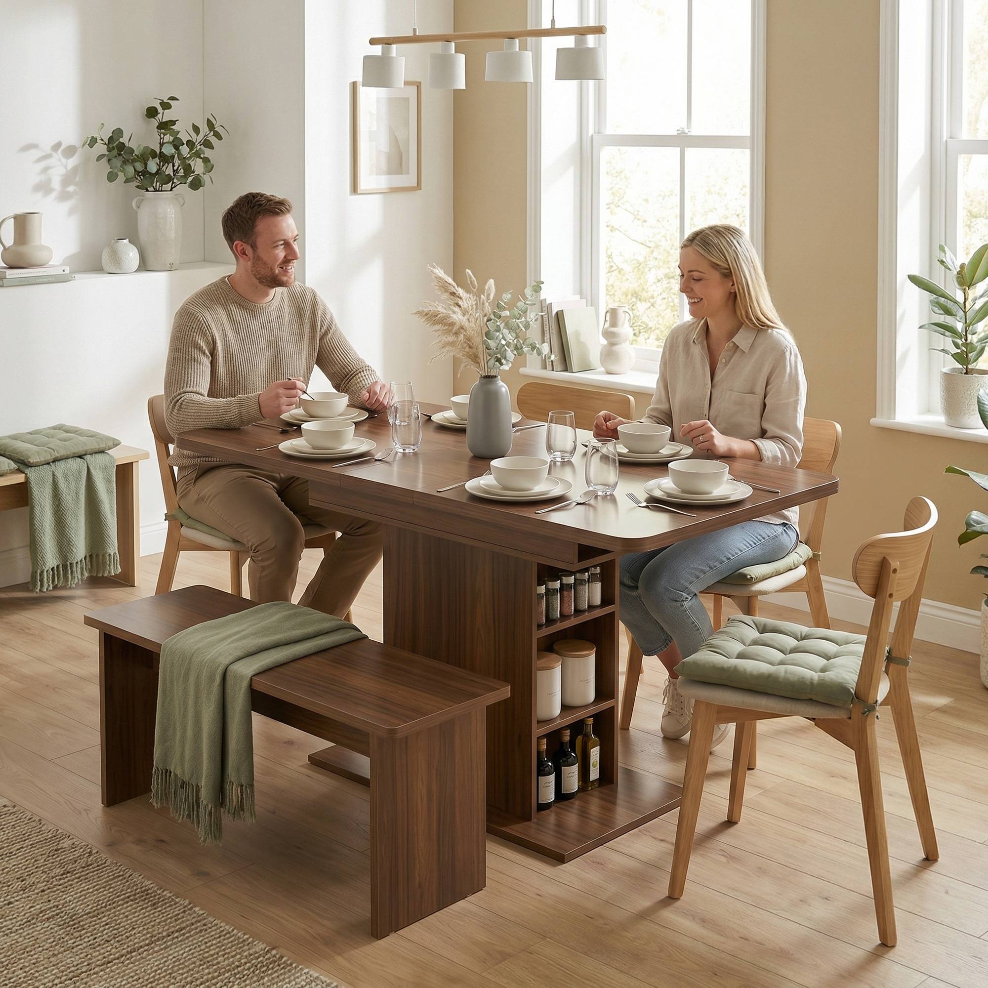 Homcom Extendable Dining Table Walnut Brown Matbord