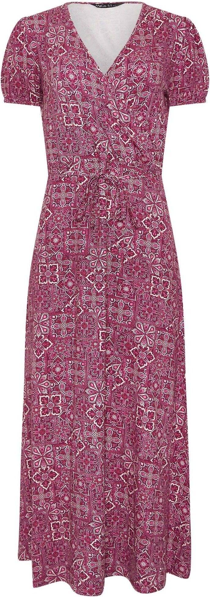 M&Co Printed Maxi Wrap Dress - Raspberry