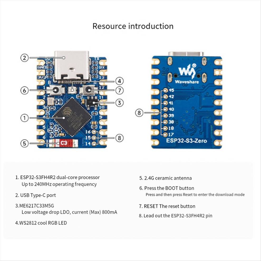 Melitt ESP32-S3 Mini Module Dual Core Processor 240MHz