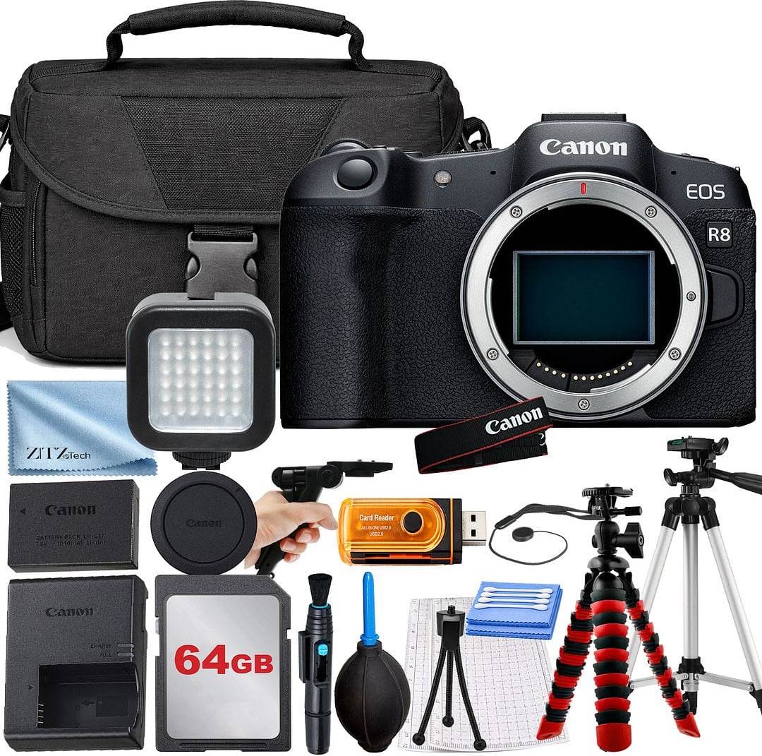 Eos r8 Canon EOS R8 Mirrorless Camera Body Only 64GB Memory Card Tripod ZeeTech Bundle