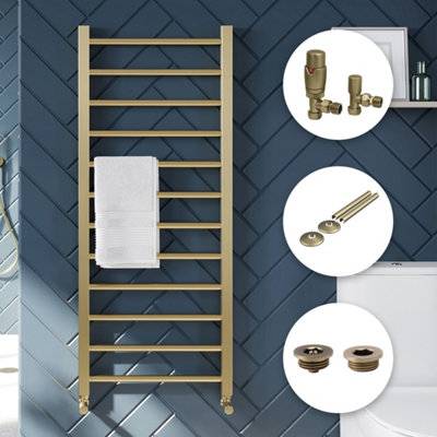 Bubly Brushed Brass Towel Radiator Kit