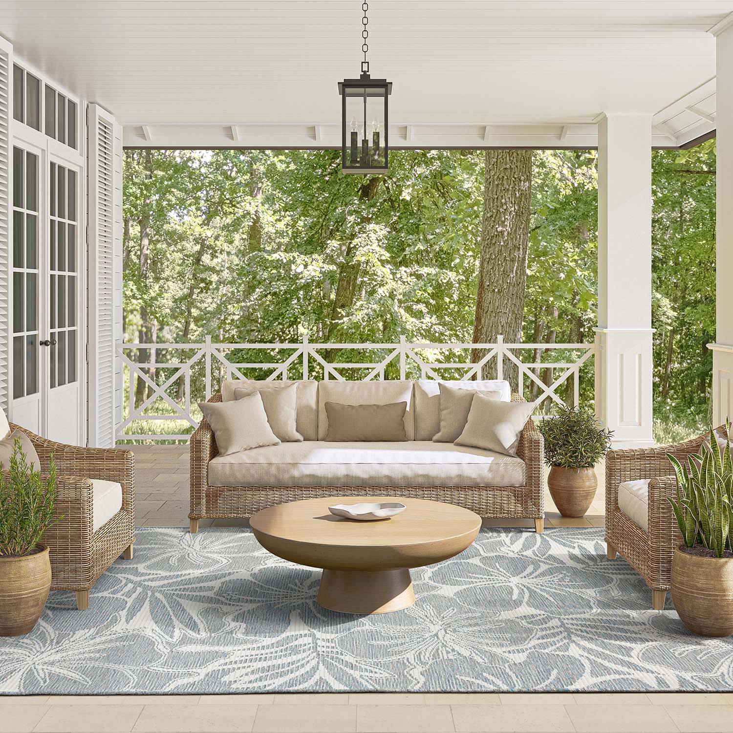 Polypropylene outdoor rugs Abani Rugs Ocean Loomed Polypropylene Rectangular Area Rug 8 x 10 Blue